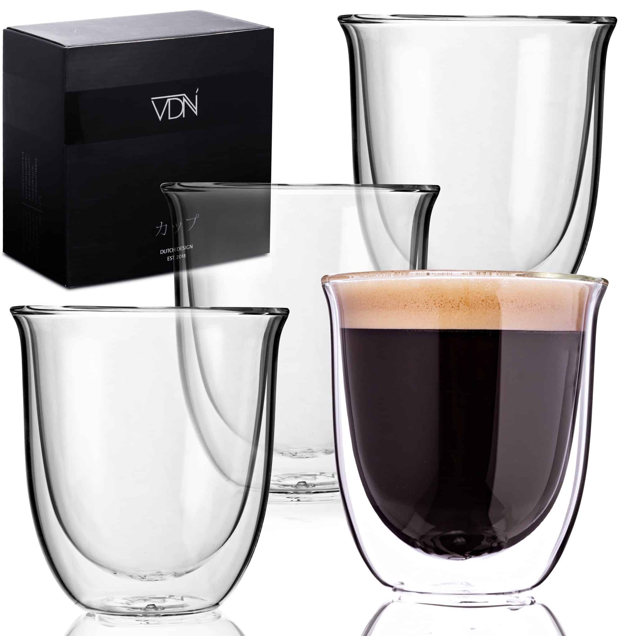 informatie importeren Ochtend Dubbelwandige glazen koffie - 250 ML - Set van 4 - VDN