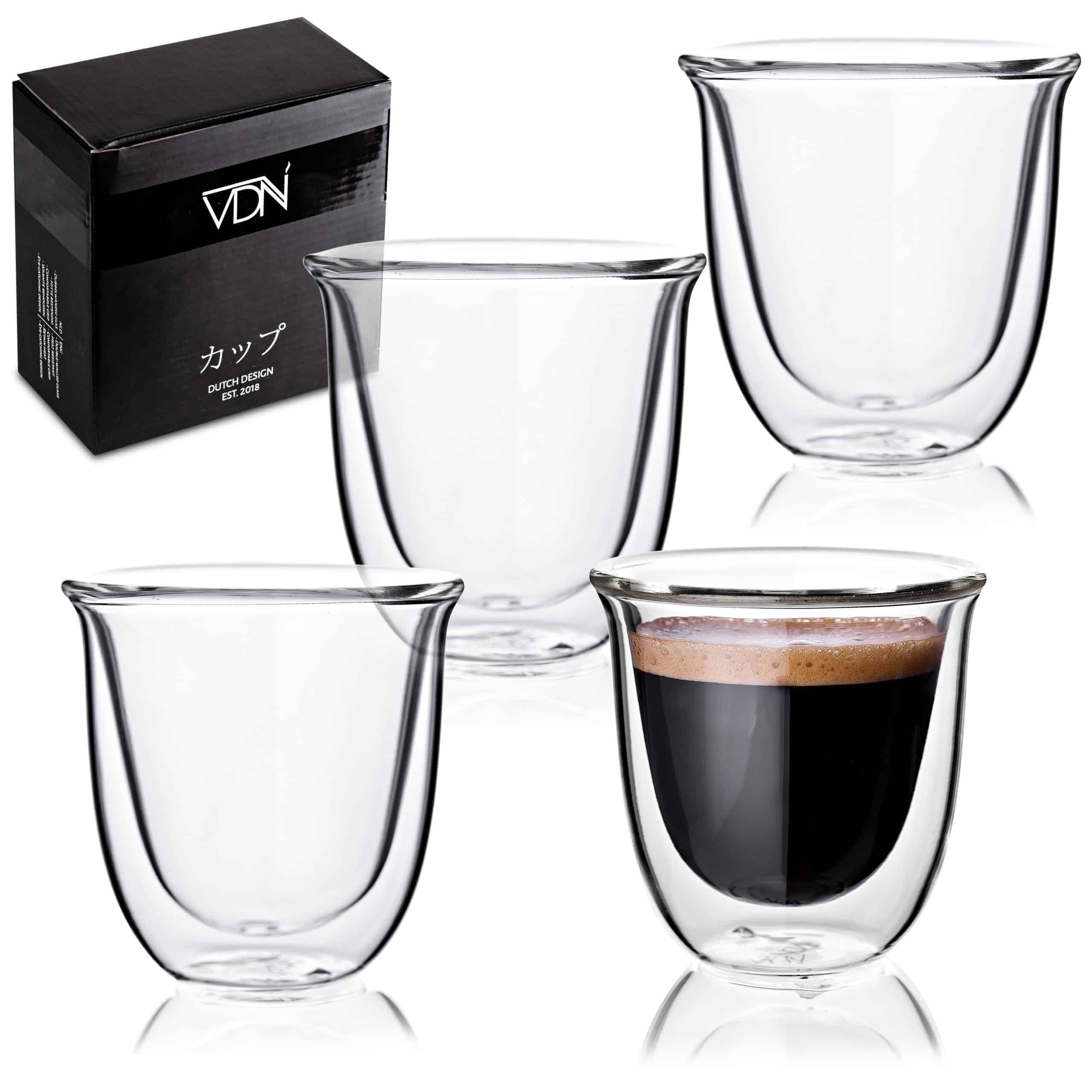 terrorist Gecomprimeerd Zelfgenoegzaamheid Dubbelwandige glazen espresso - 70 ML - Set van 4 - VDN