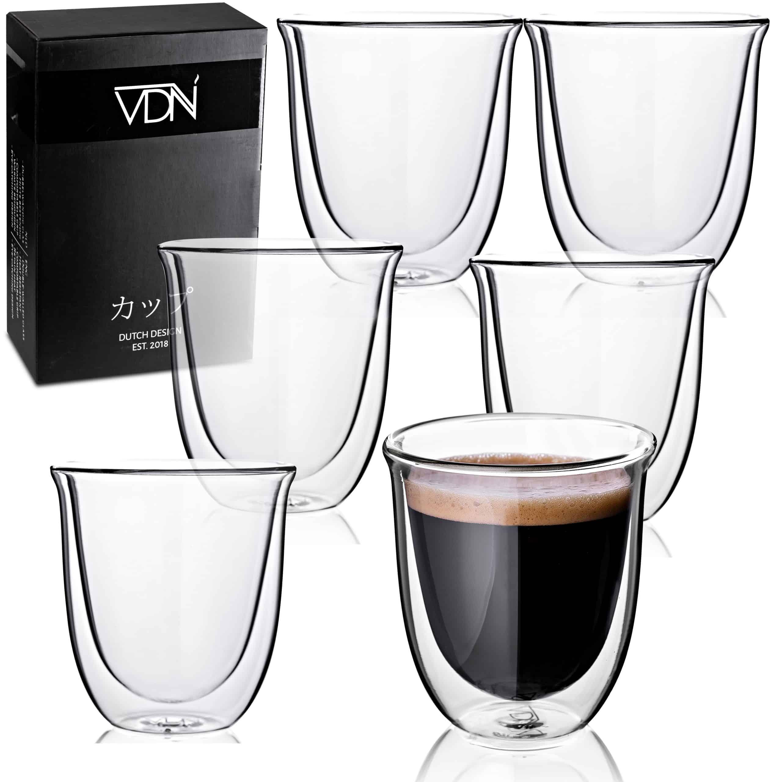 besteden nul Jabeth Wilson Dubbelwandige glazen koffie - 250 ML - Set van 6 - VDN