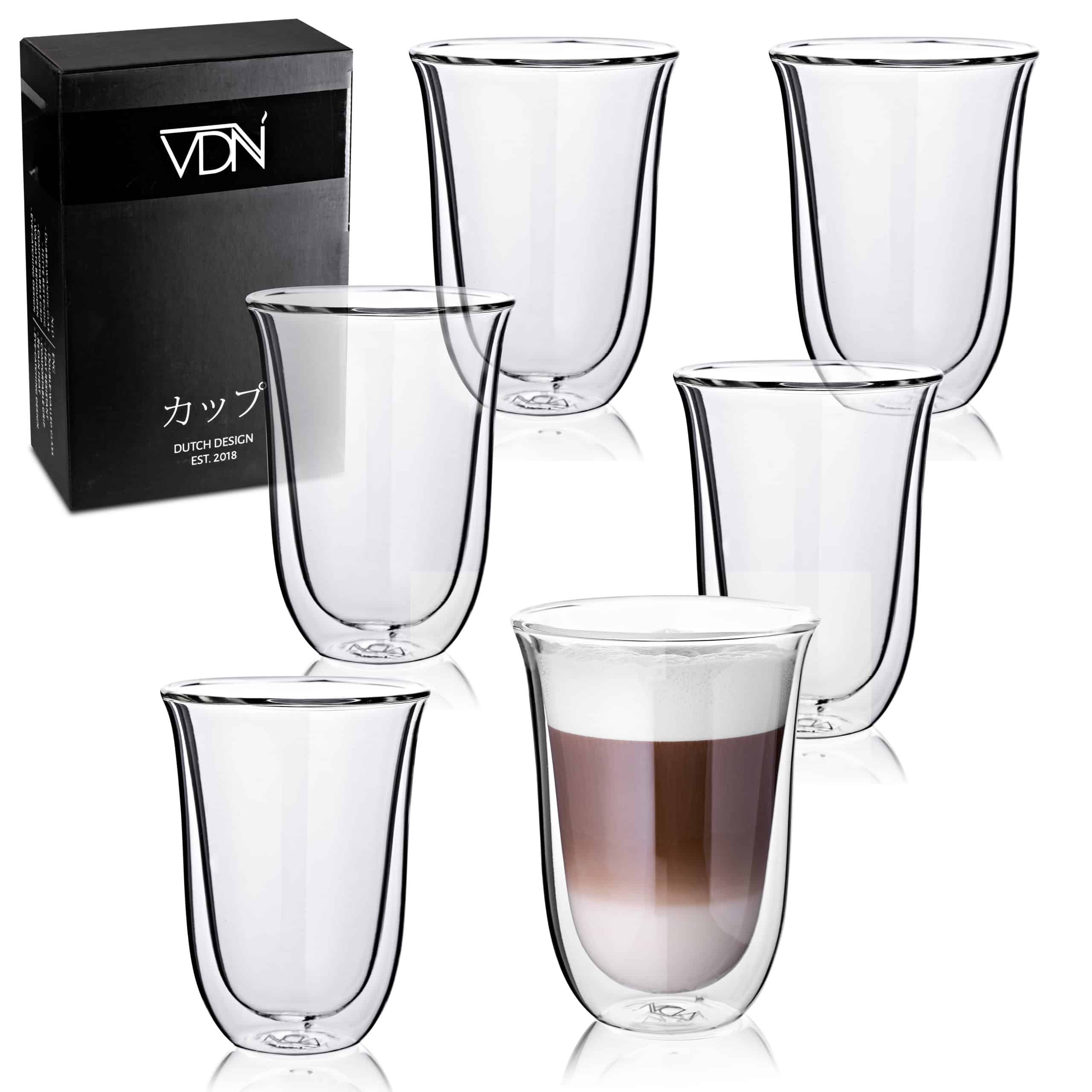 Regeneratief Tactiel gevoel Gewend Dubbelwandige glazen latte macchiato - 300 ML - Set van 6 - VDN