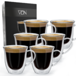 Dubbelwandige glazen koffie met oor – 250 ML – Set van 6