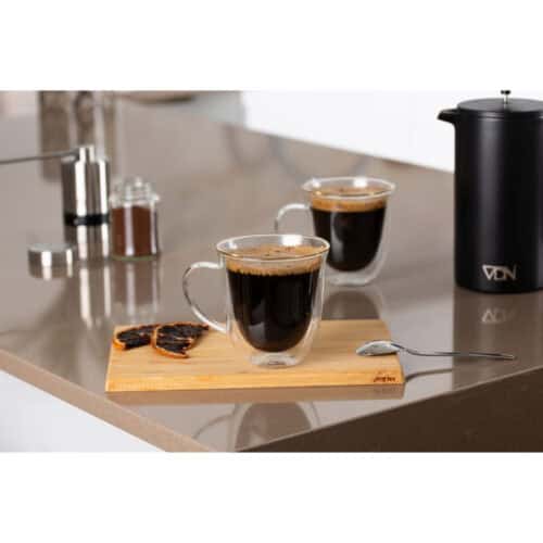 Dubbelwandige glazen koffie met oor – 250 ML – Set van 6